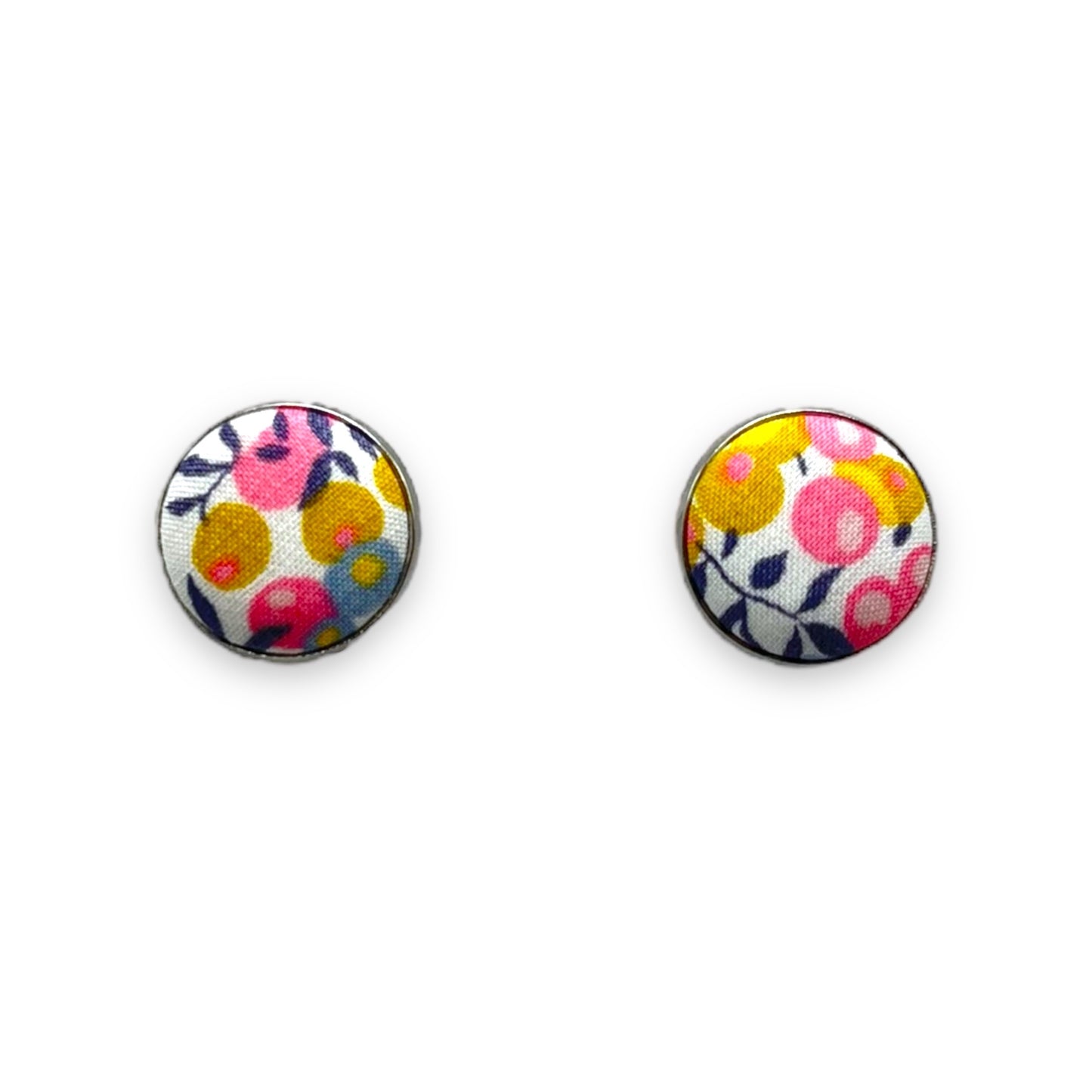 Button Earrings - Liberty Wiltshire Bud Pink