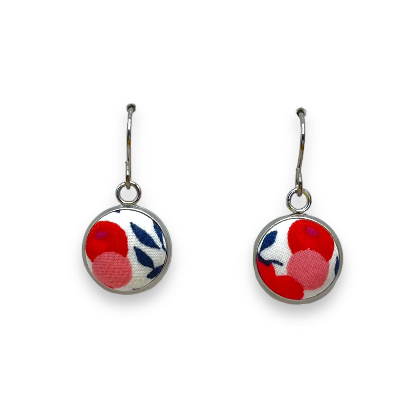 Button Earrings - Liberty Wiltshire Red