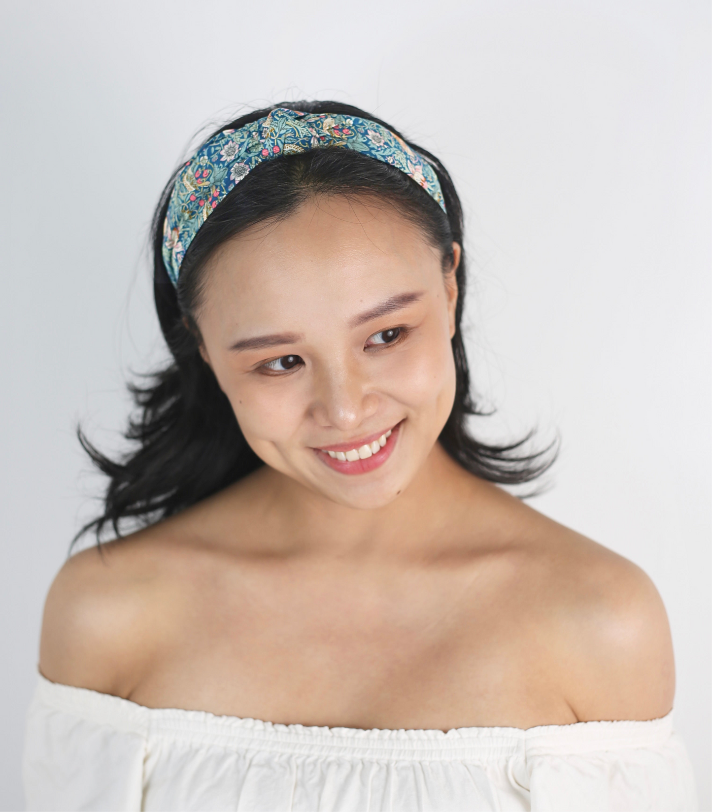 Knotted Hairband - Liberty Strawberry Thief Teal