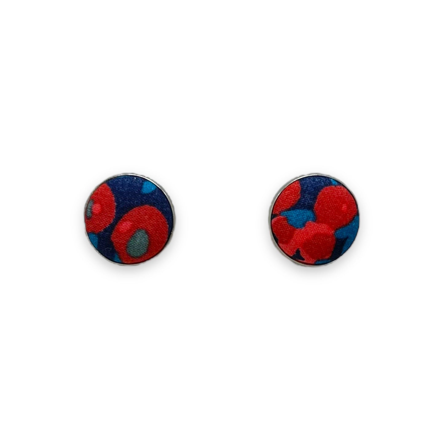 Button Earrings - Liberty Wiltshire Navy