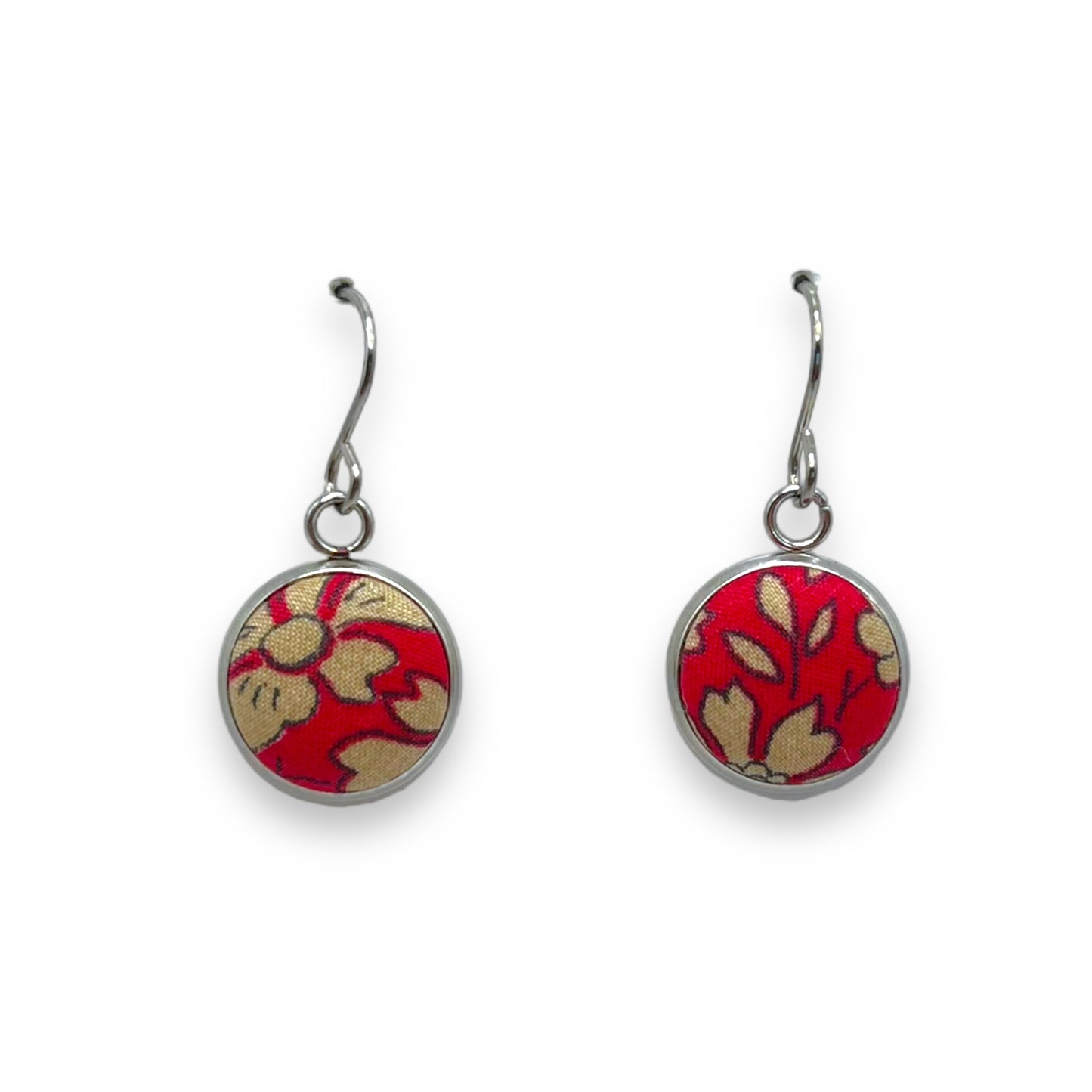 Button Earrings - Liberty Capel Red