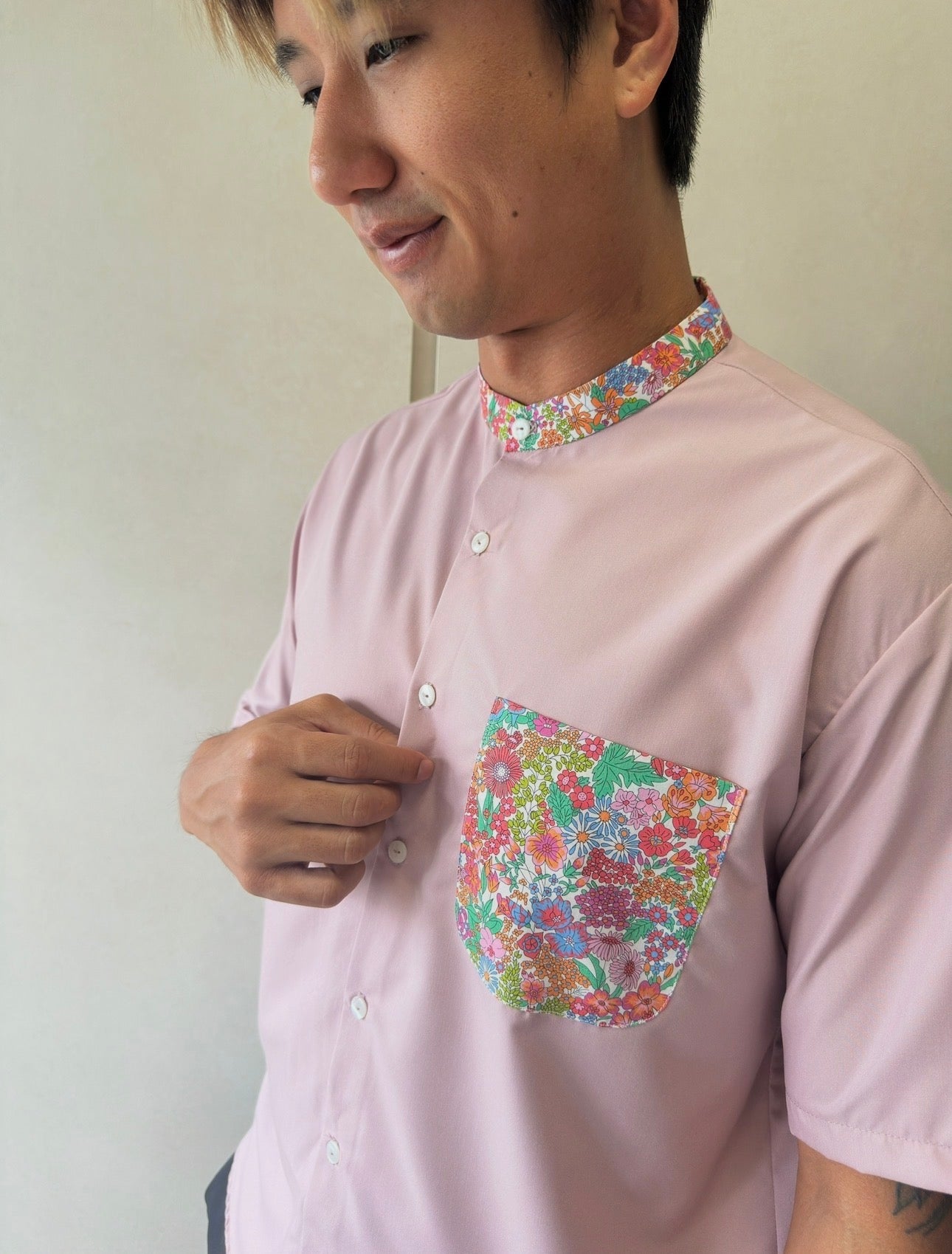 Mandarin Collar with Pocket Shirt - Liberty Annie