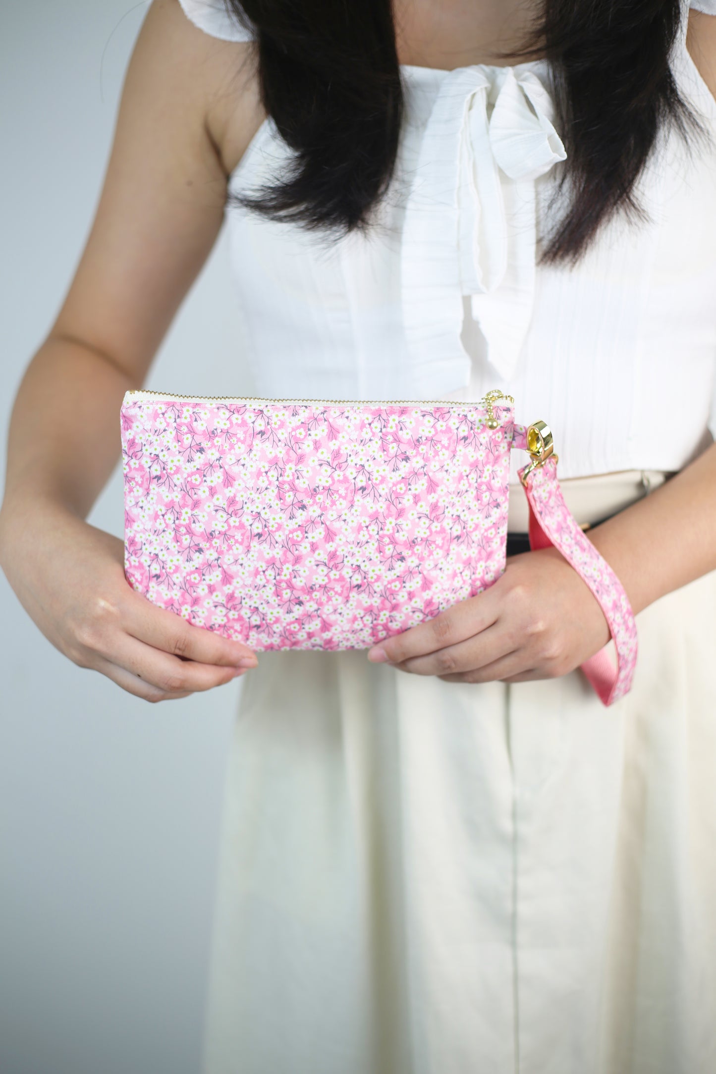 Wristlet Zip Pouch - Liberty Mitsi Pink