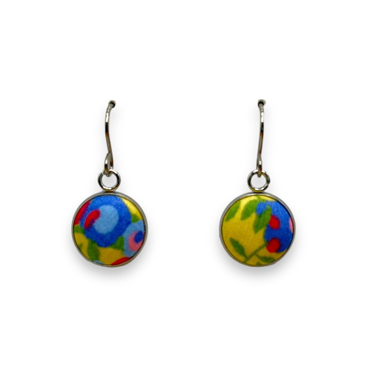 Button Earrings - Liberty Wiltshire Yellow