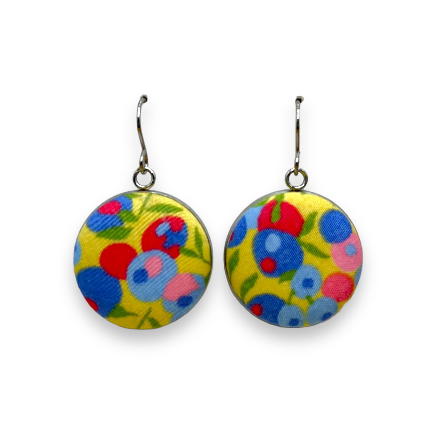 Button Earrings - Liberty Wiltshire Yellow