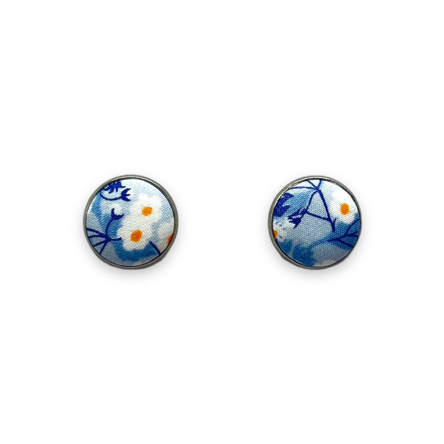 Button Earrings - Liberty Mitsi Valeria Blue