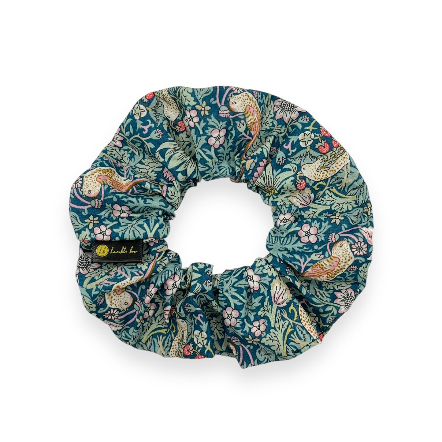 Scrunchie - Liberty Strawberry Thief Teal