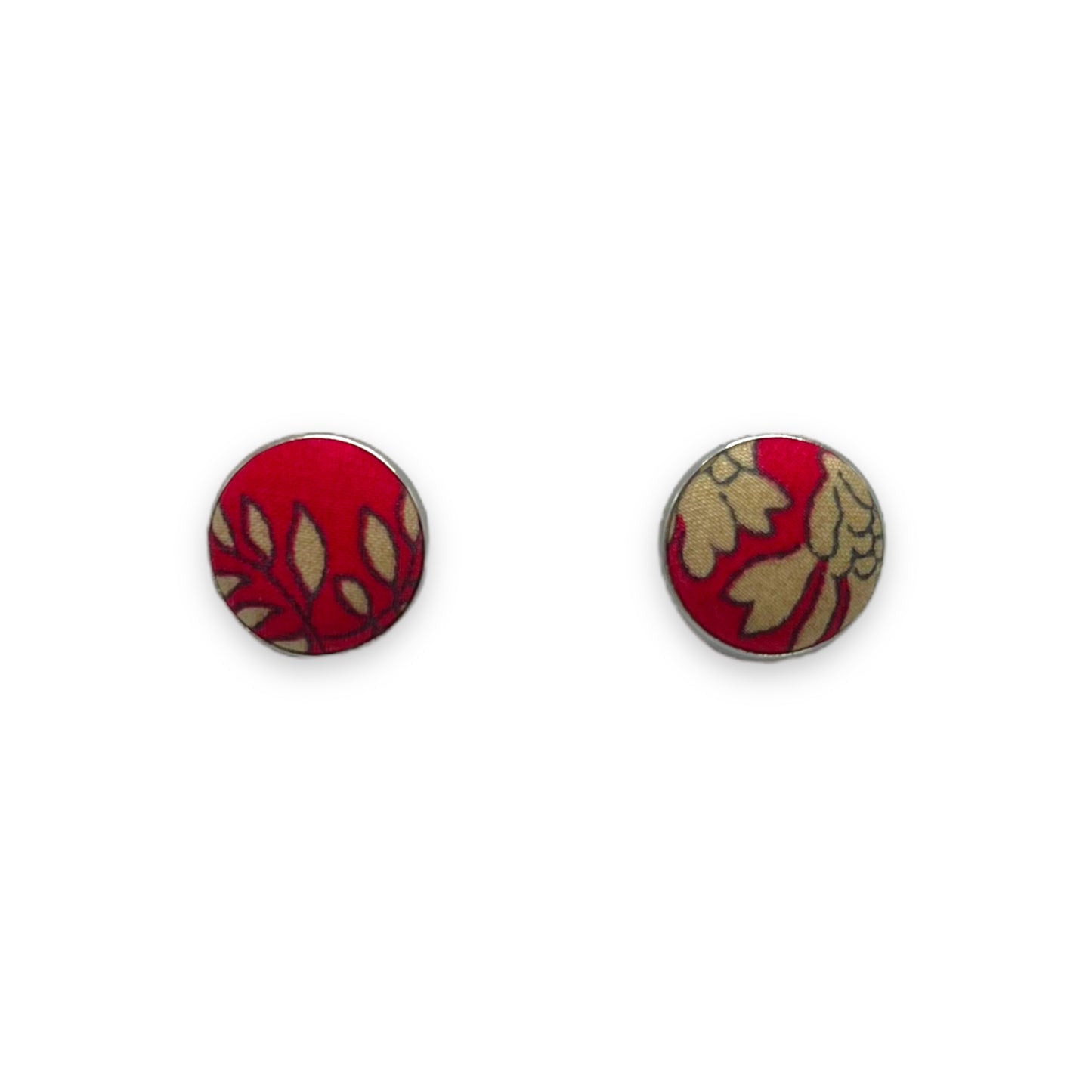 Button Earrings - Liberty Capel Red