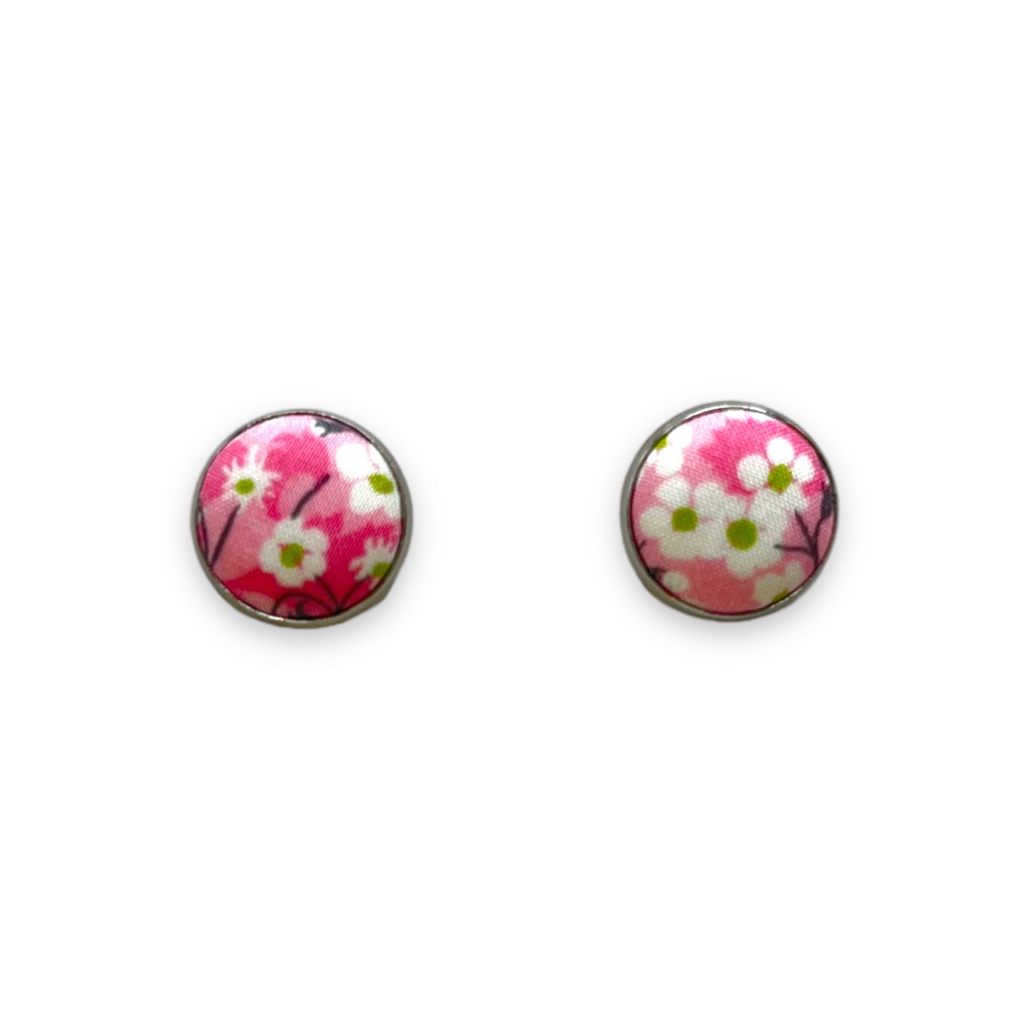Button Earrings - Liberty Mitsi Valeria Pink