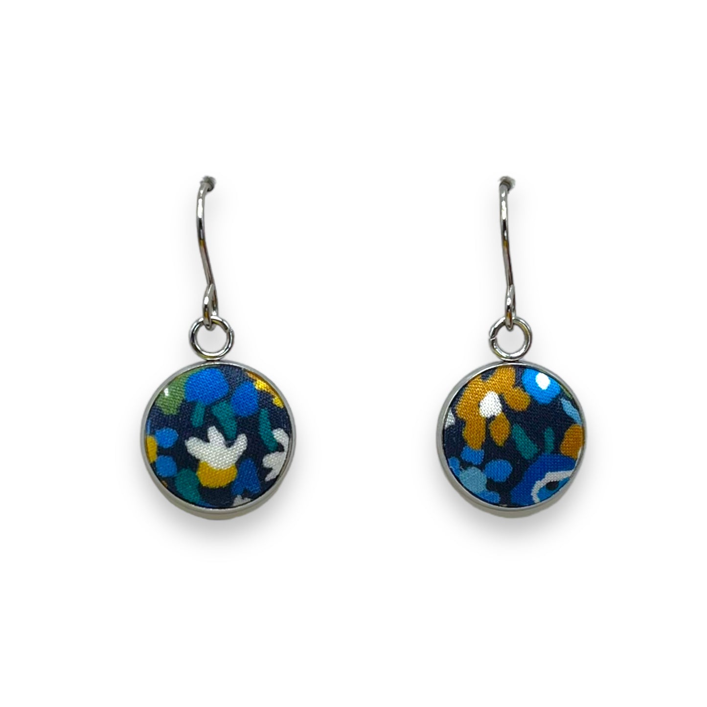 Button Earrings - Liberty Dazzle Blue