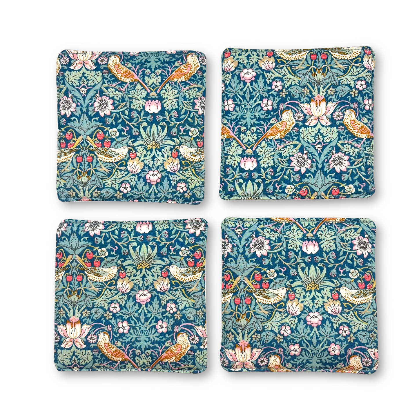 Fabric Coasters (Set of 4) - Liberty Strawberry Thief Teal