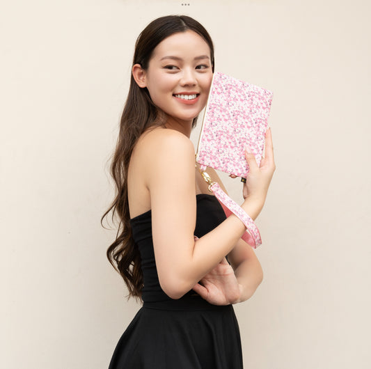 Wristlet Zip Pouch - Liberty Mitsi Pink