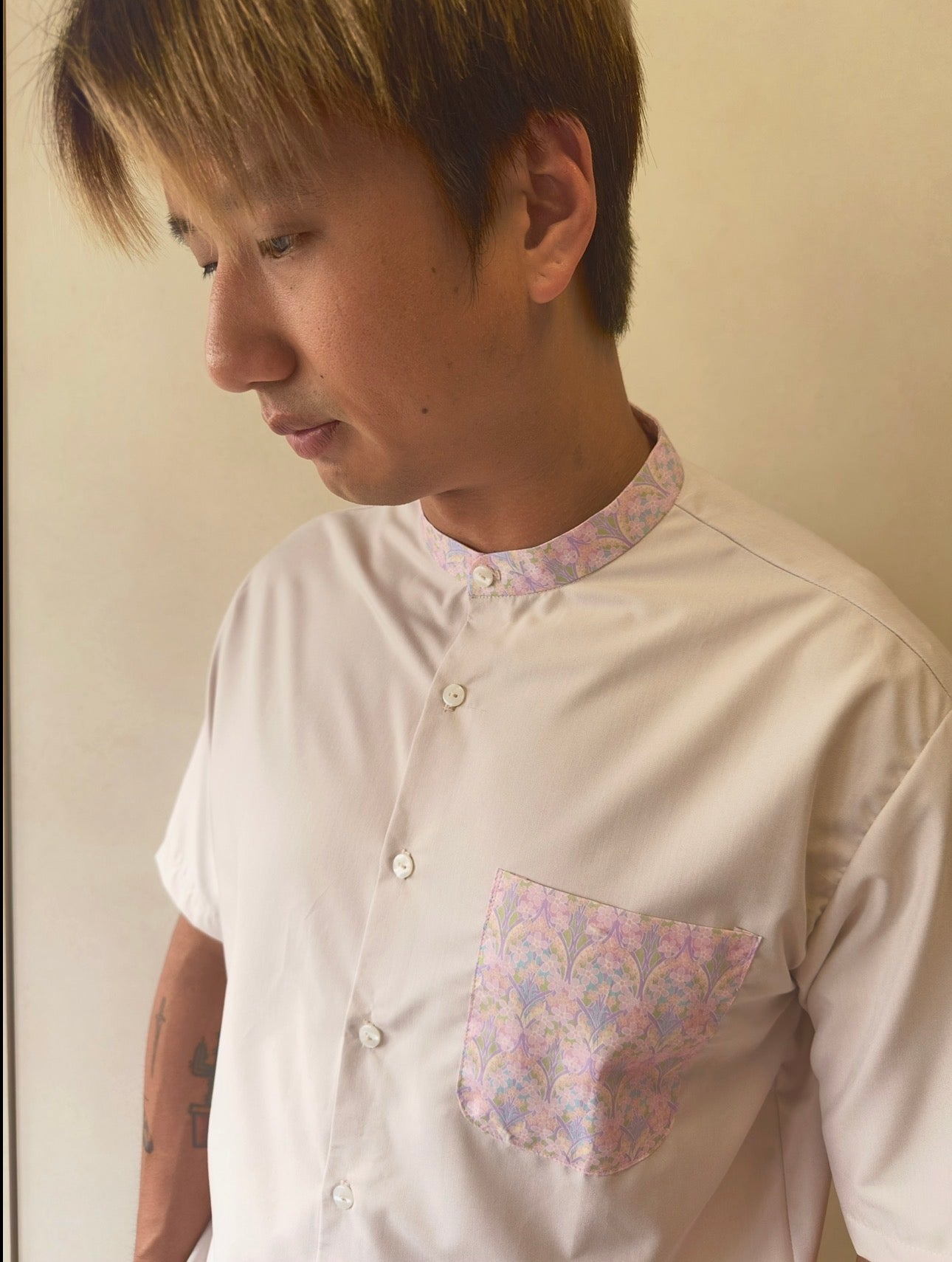 Mandarin Collar with Pocket Shirt - Liberty Iona