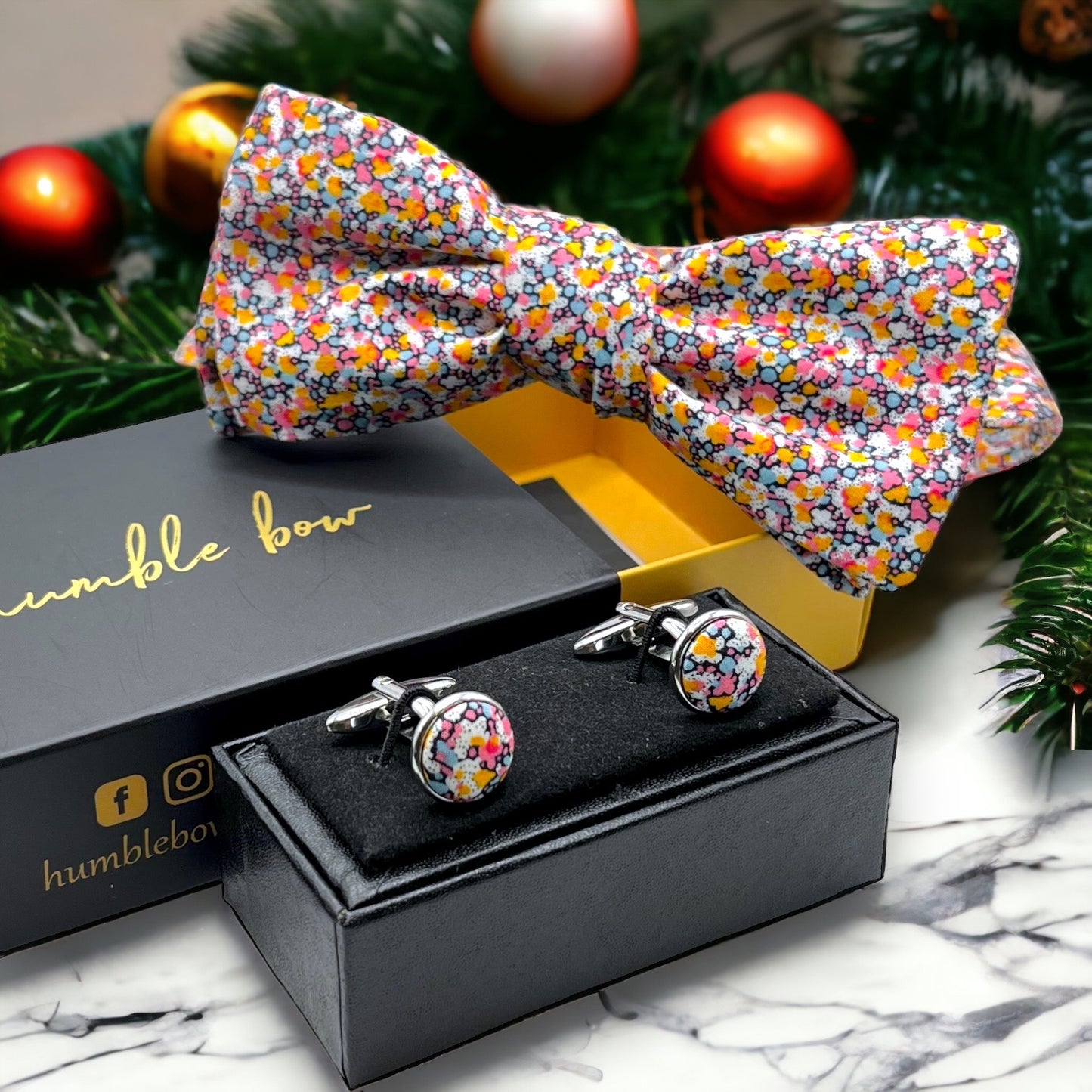 Bow Tie & Cufflinks Matching Set - Liberty Pepper