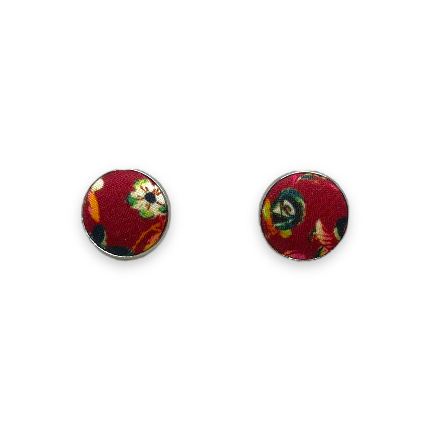 Button Earrings - Liberty Donna Maroon