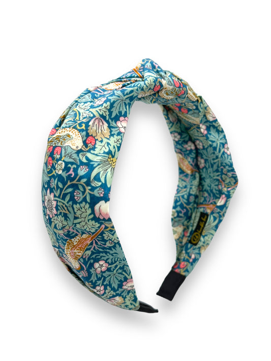 Knotted Hairband - Liberty Strawberry Thief Teal