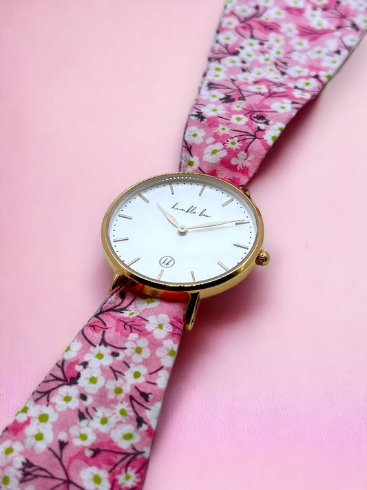 Classic White Watch - Liberty Mitsi Pink