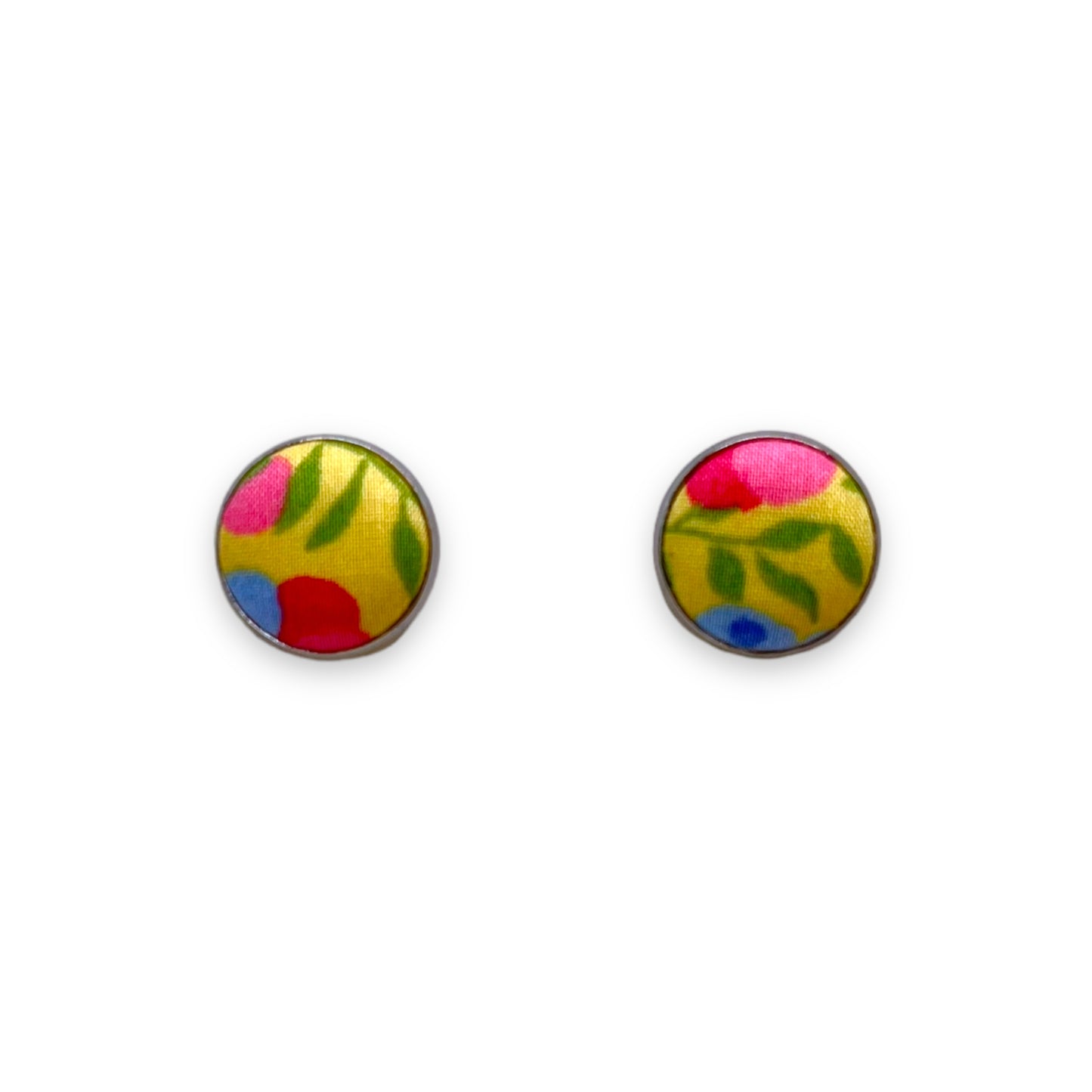 Button Earrings - Liberty Wiltshire Yellow