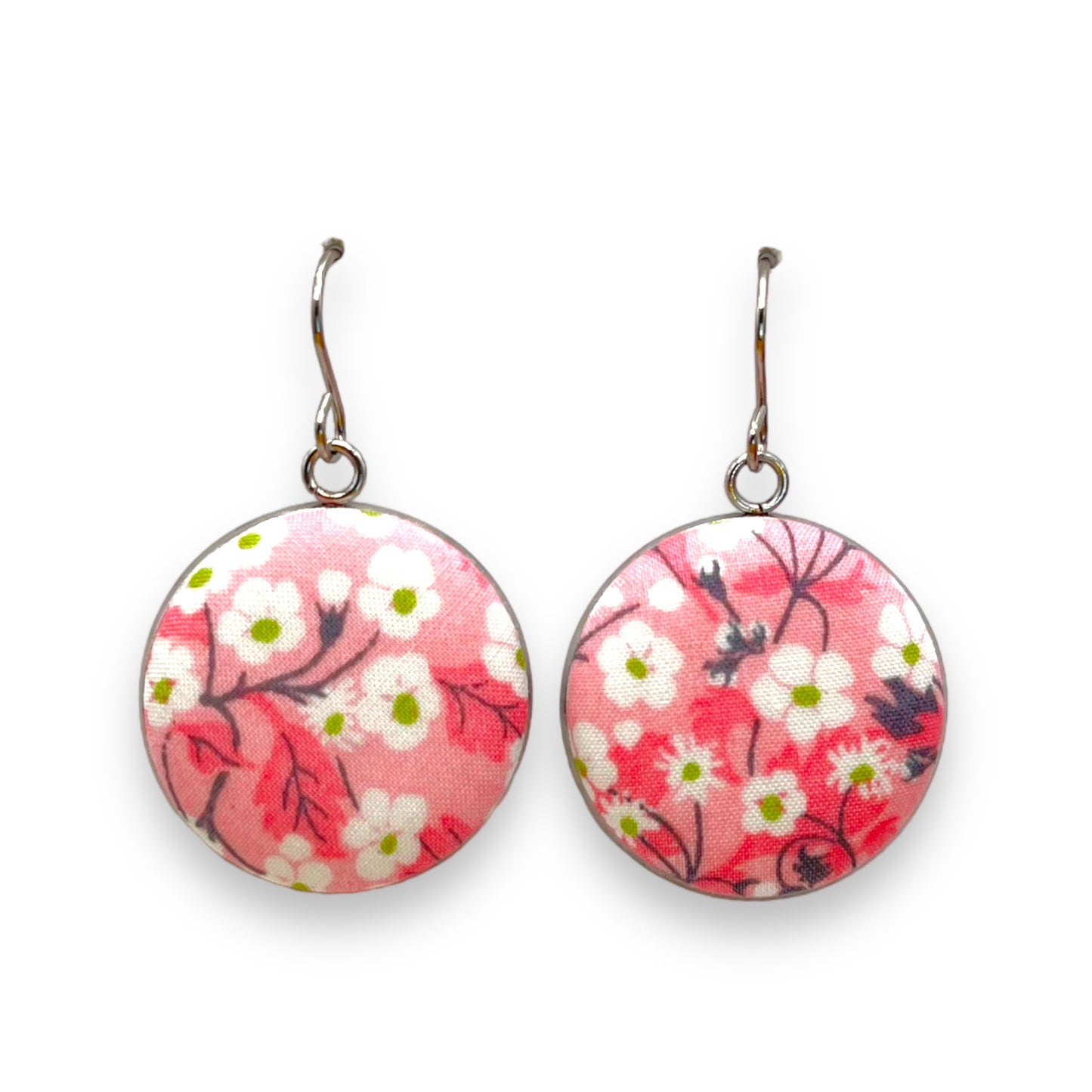 Button Earrings - Liberty Mitsi Valeria Pink