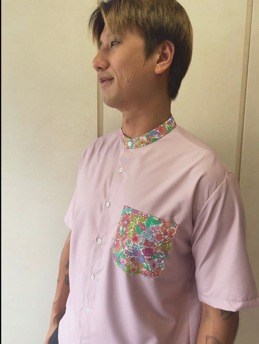 Mandarin Collar with Pocket Shirt - Liberty Annie