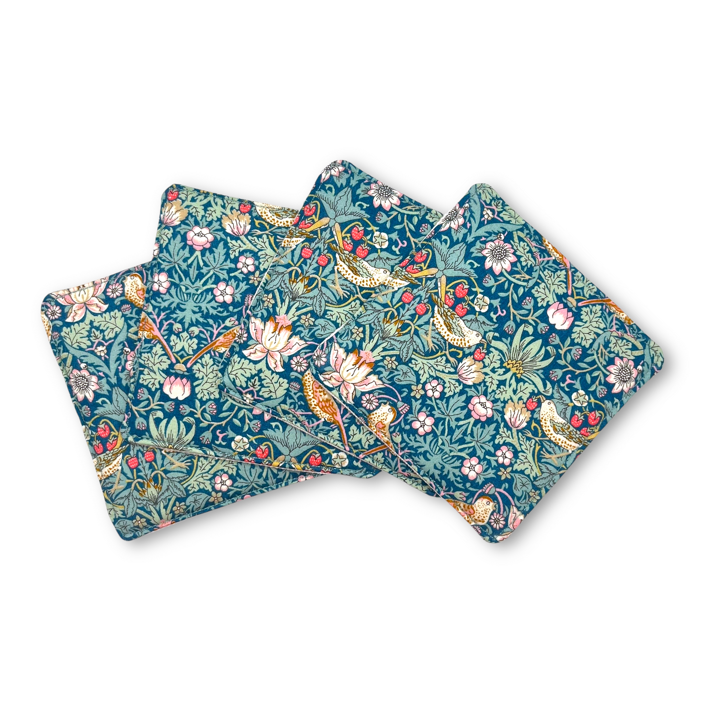Fabric Coasters (Set of 4) - Liberty Strawberry Thief Teal