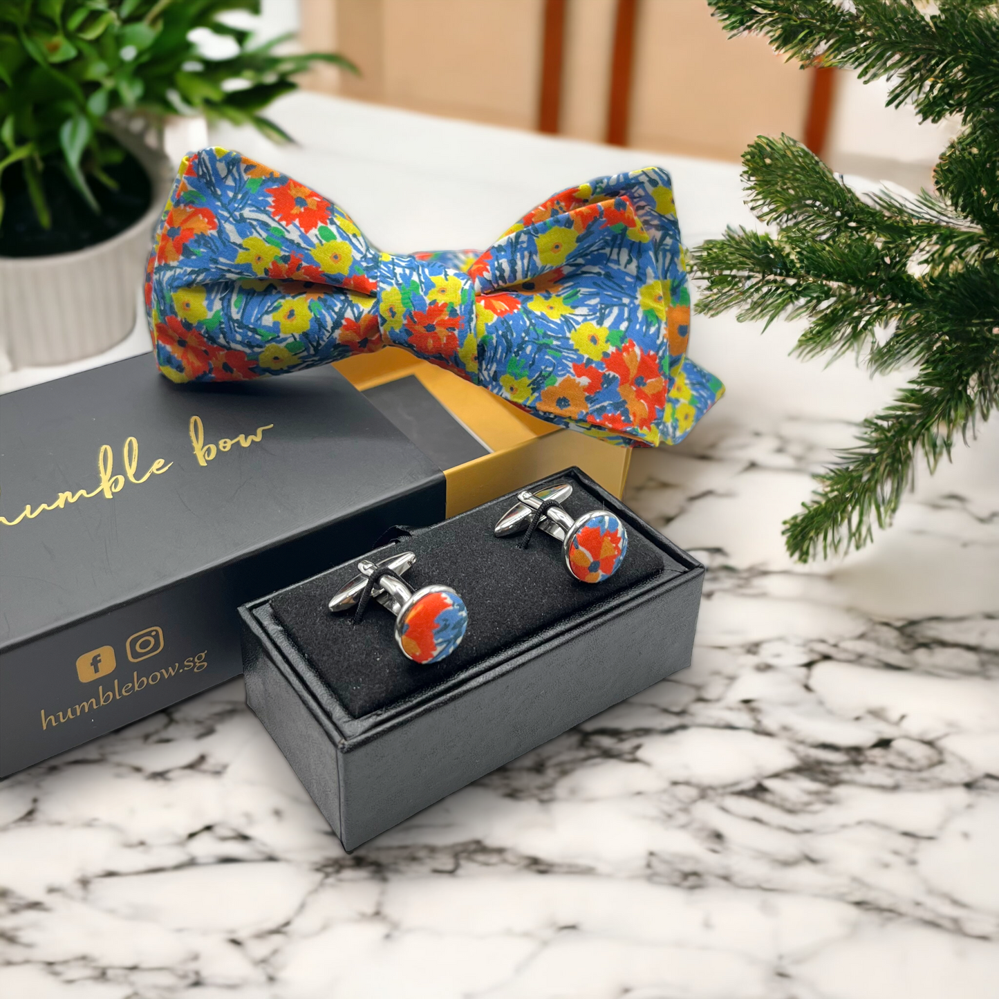 Bow Tie & Cufflinks Matching Set - Liberty Champion’s Bouquet