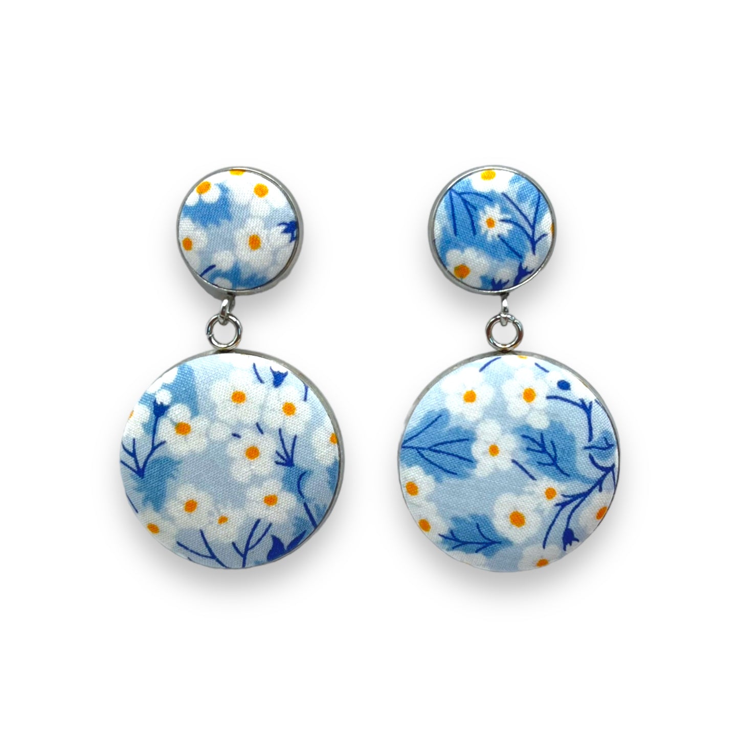 Button Earrings - Liberty Mitsi Valeria Blue