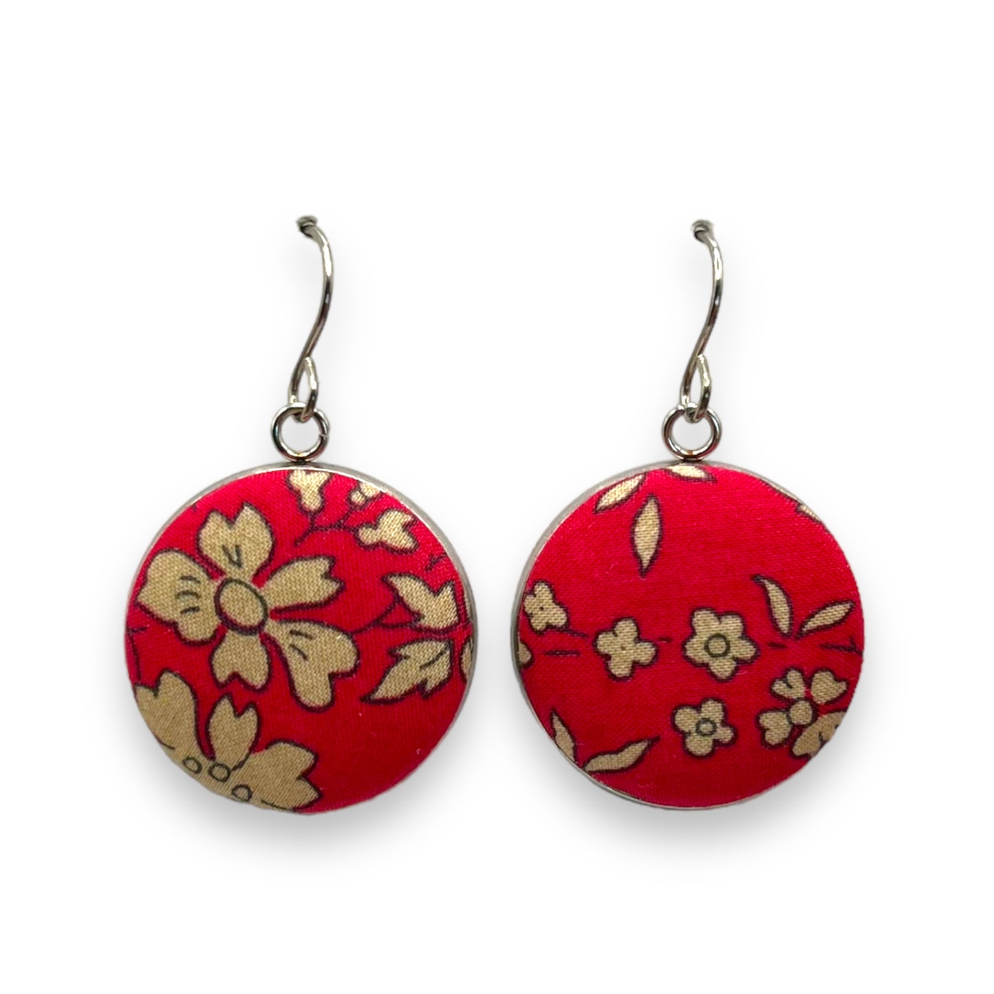 Button Earrings - Liberty Capel Red