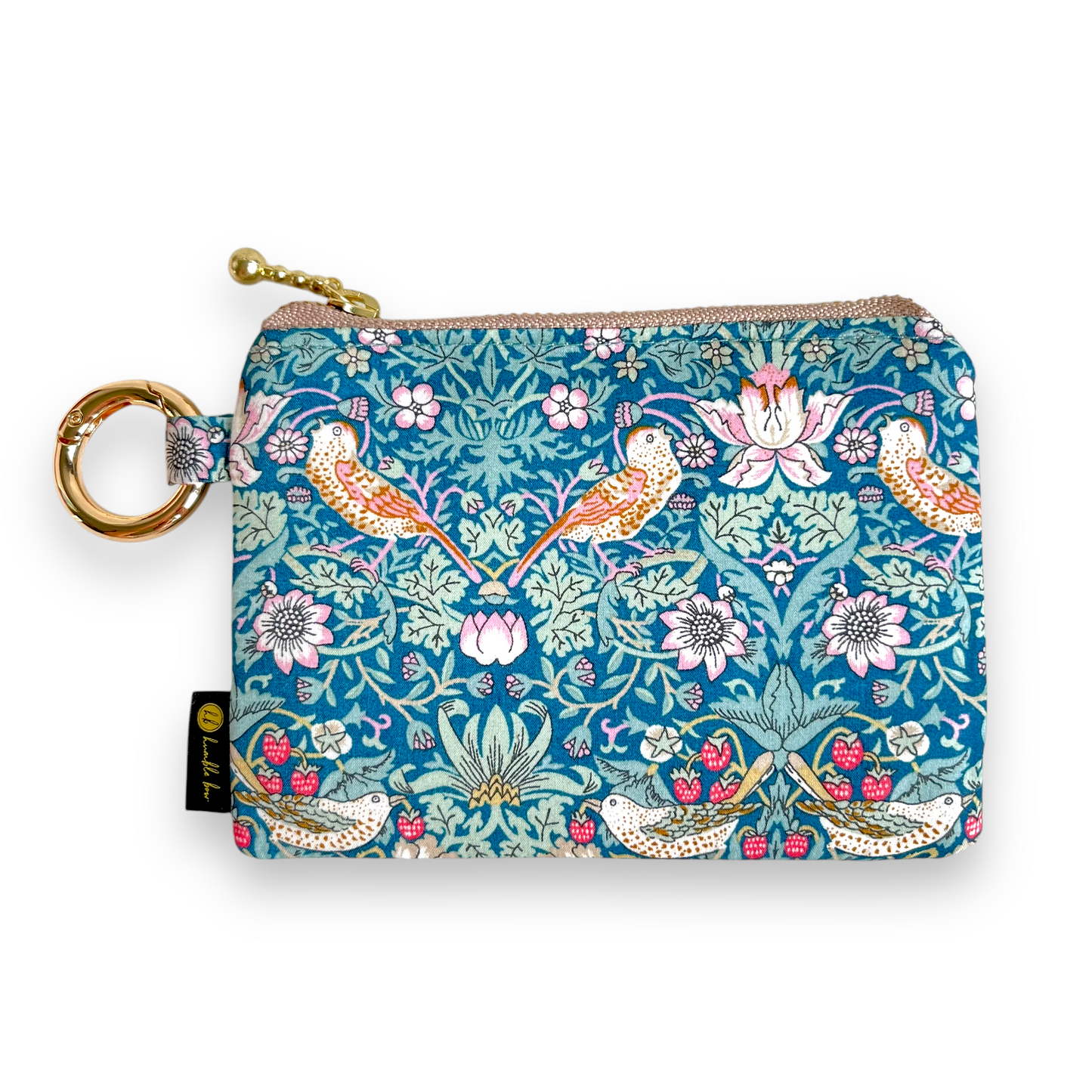 Mini Zip Pouch - Liberty Strawberry Thief Teal