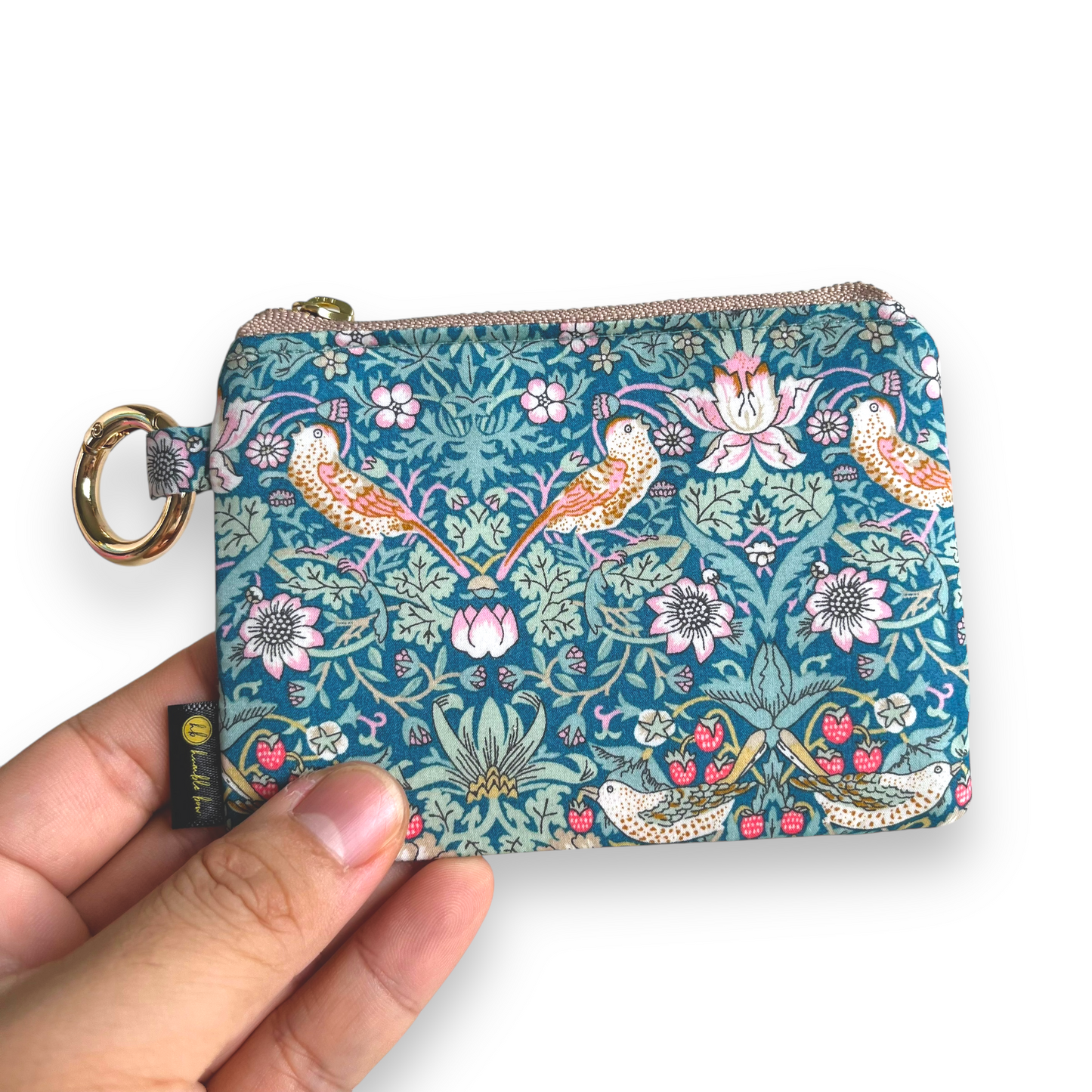 Mini Zip Pouch - Liberty Strawberry Thief Teal