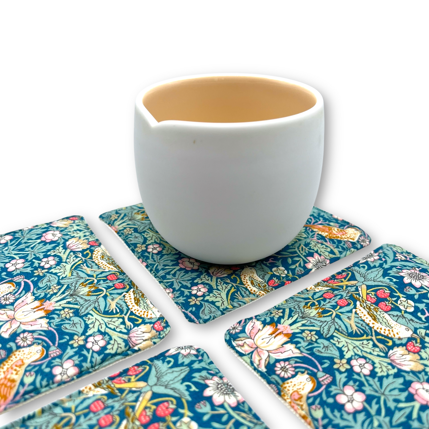 Fabric Coasters (Set of 4) - Liberty Strawberry Thief Teal