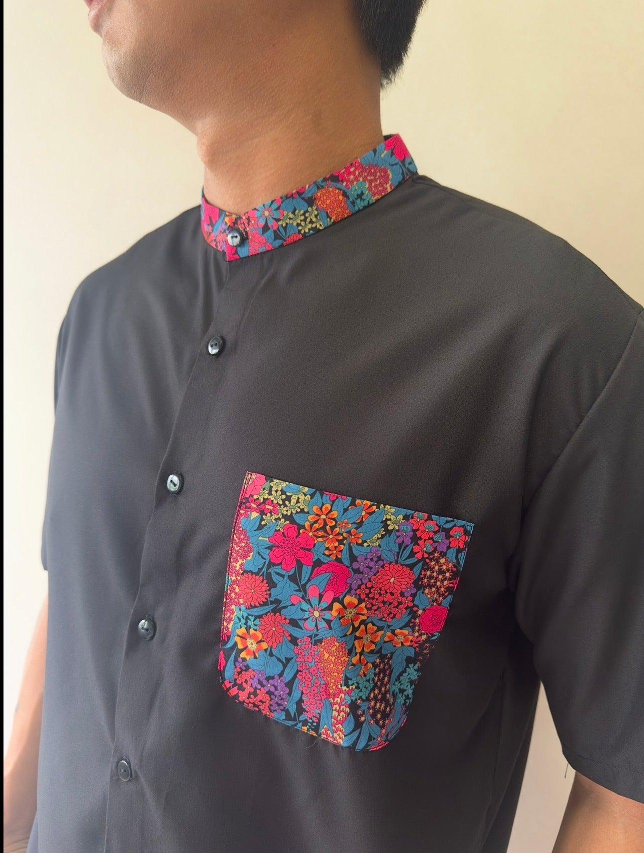 Mandarin Collar with Pocket Shirt - Liberty Ciara