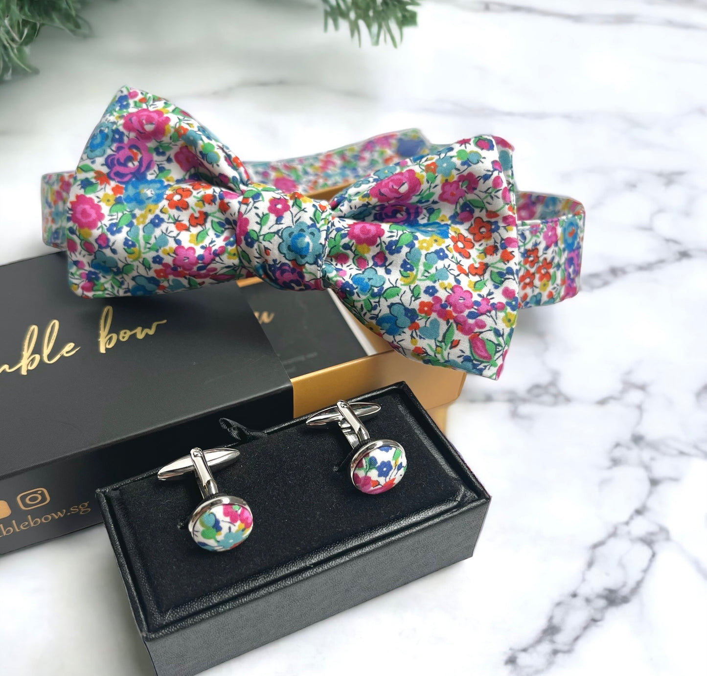 Bow Tie & Cufflinks Matching Set - Liberty Emma & Georgina