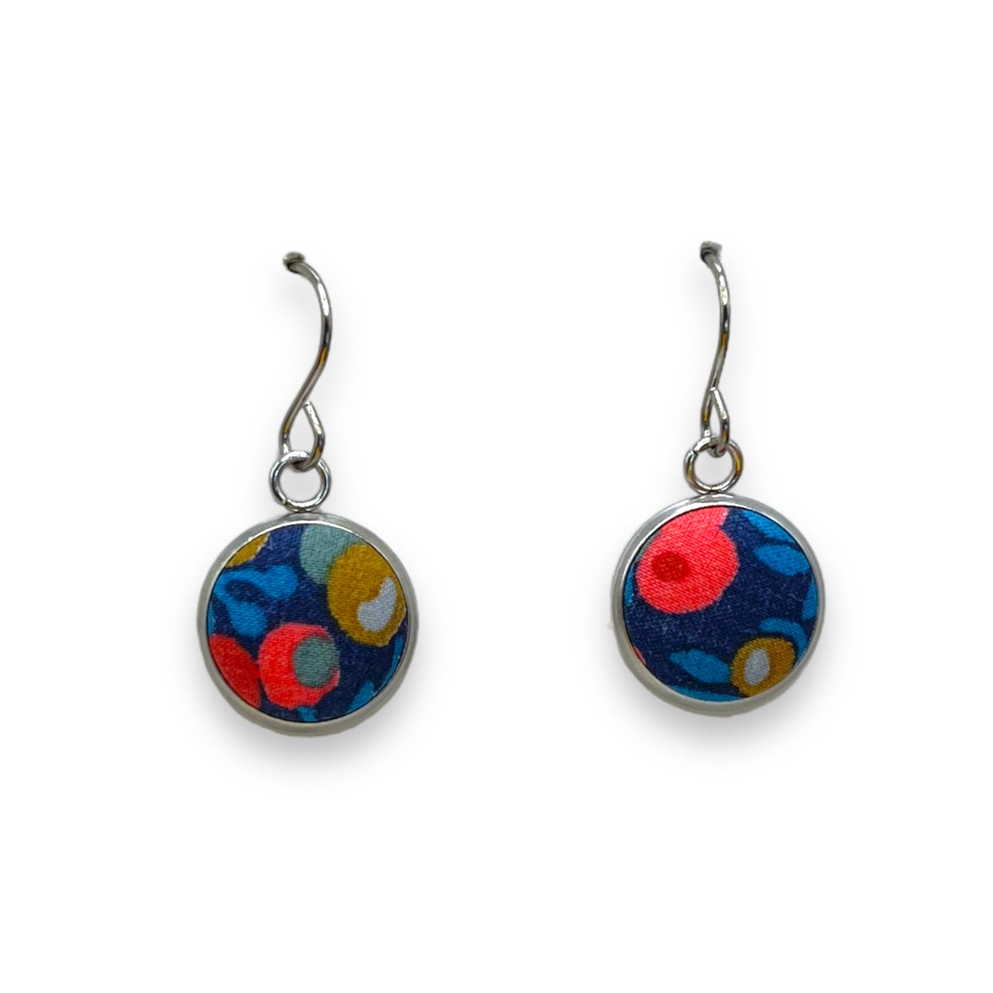 Button Earrings - Liberty Wiltshire Navy