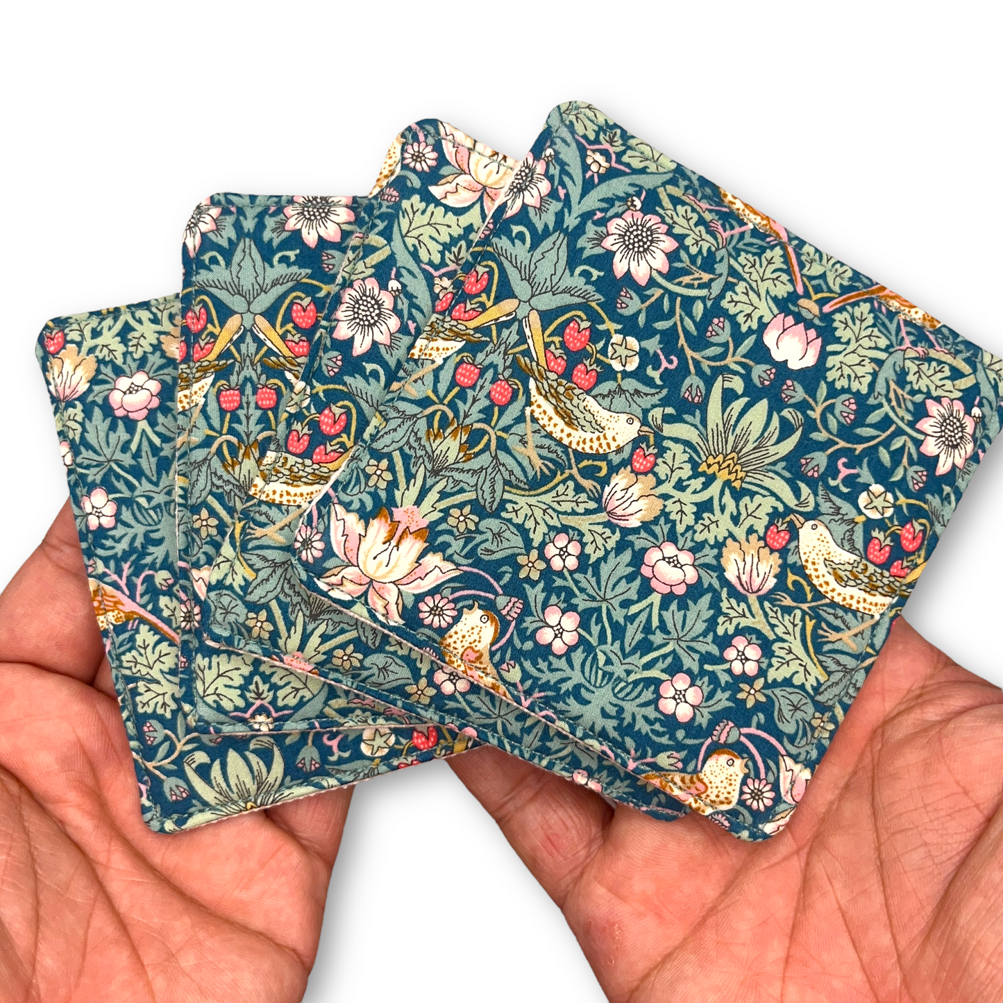Fabric Coasters (Set of 4) - Liberty Strawberry Thief Teal