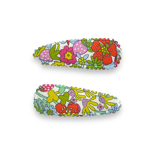 Snap Hair Clips - Liberty Flower Tops