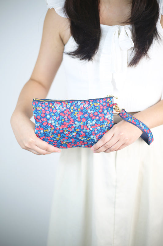 Wristlet Zip Pouch - Liberty Wiltshire Navy