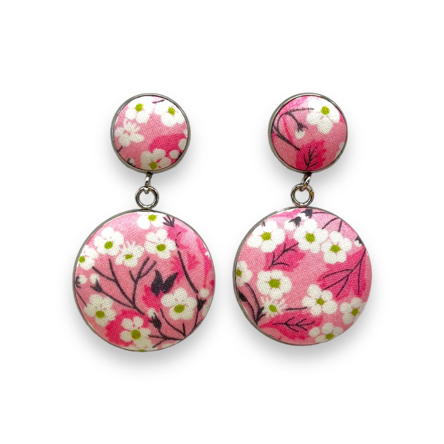 Button Earrings - Liberty Mitsi Valeria Pink