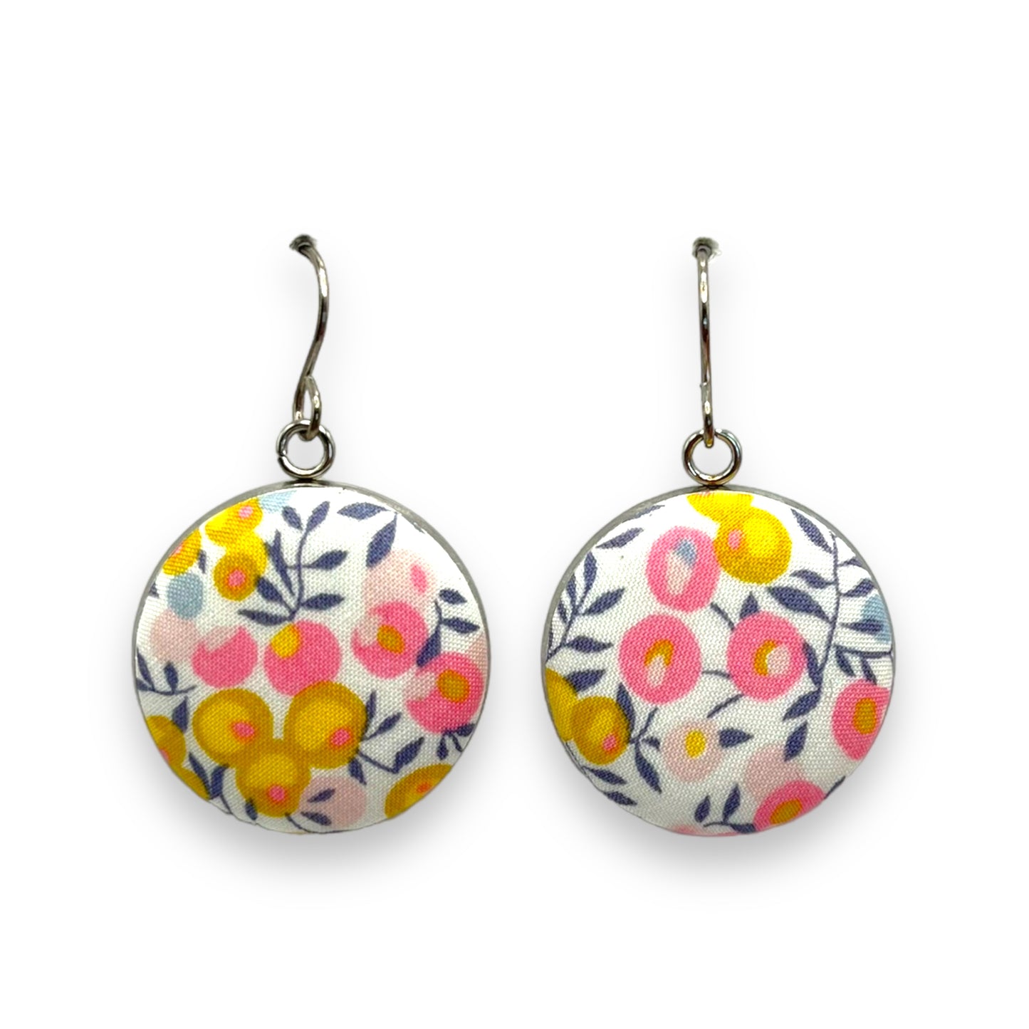 Button Earrings - Liberty Wiltshire Bud Pink