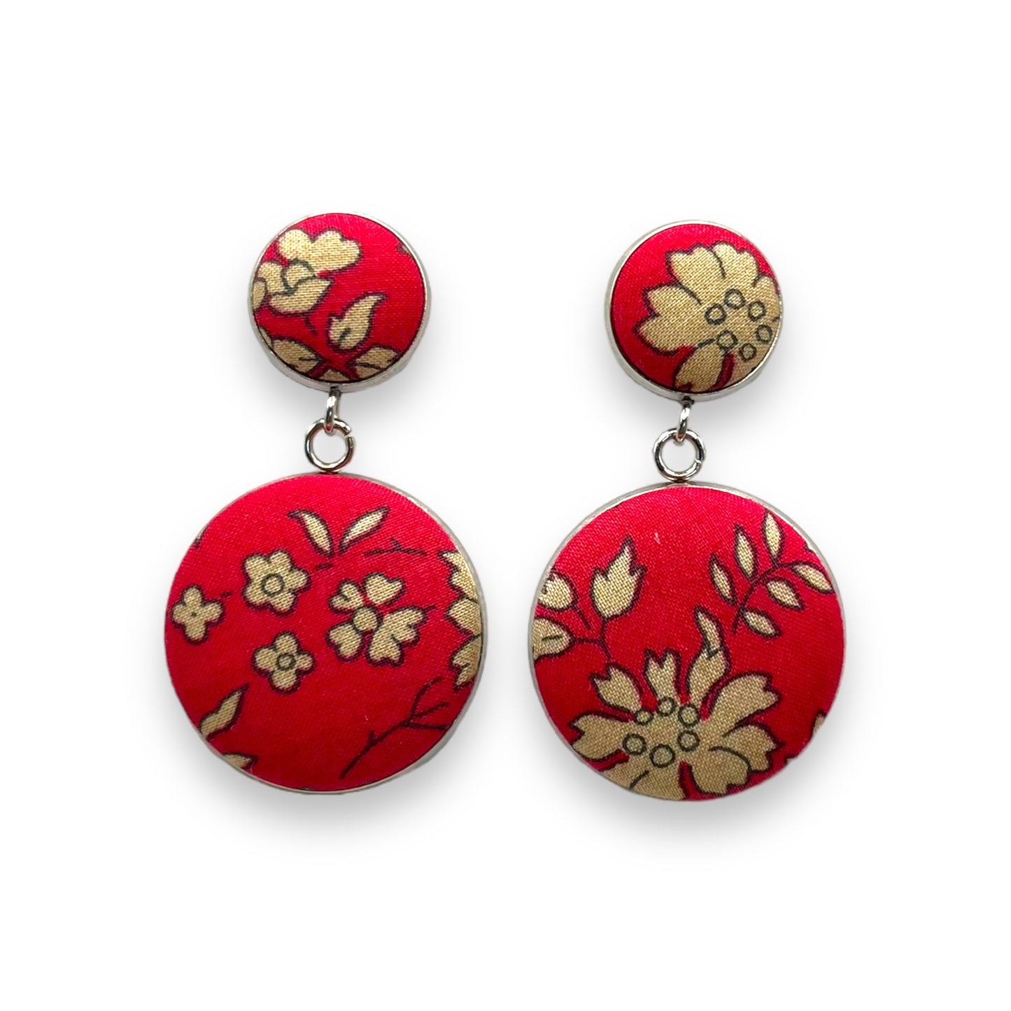 Button Earrings - Liberty Capel Red