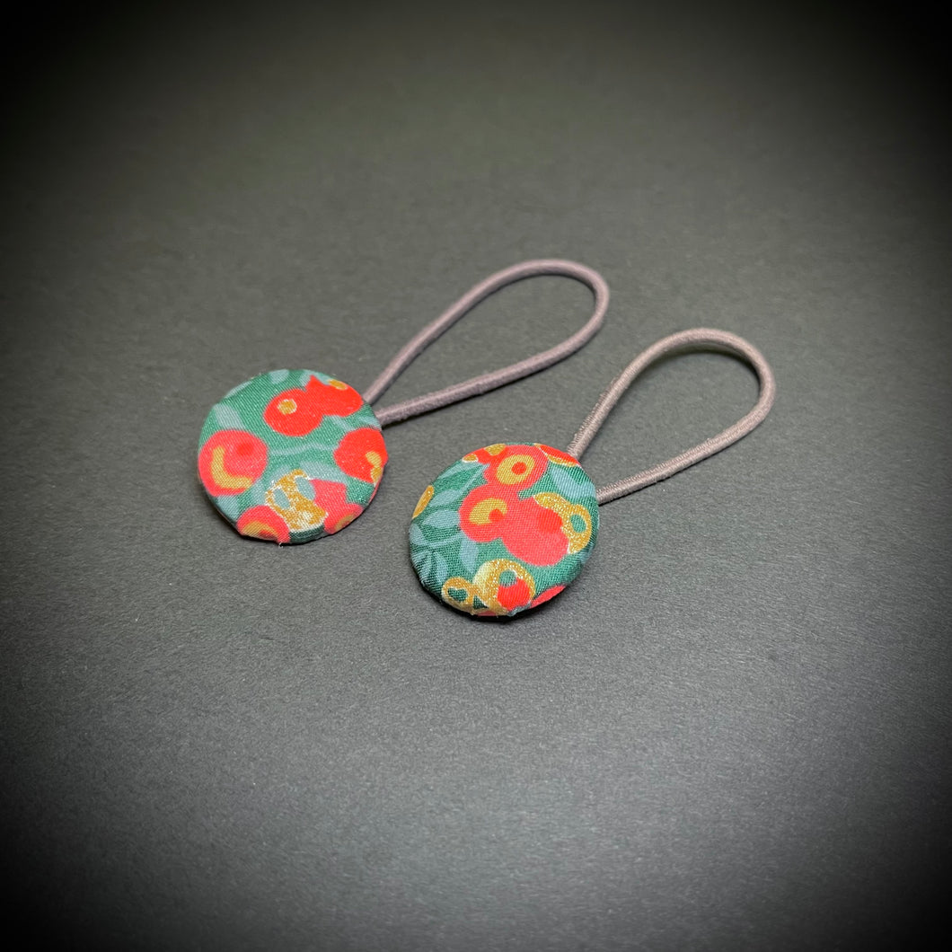 Wiltshire Green Button Hair Tie